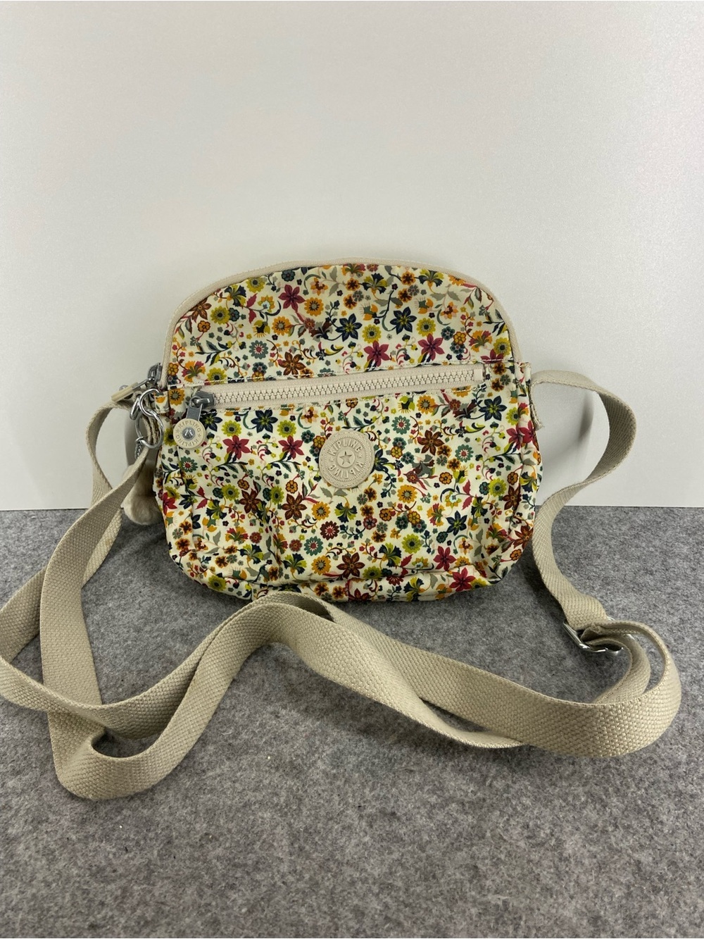 Kipling "Keefe" Multi-Compartment Nylon Crossbody Bag in Floral Print